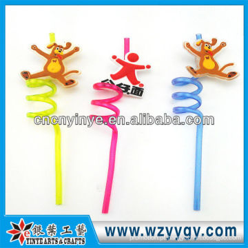 3D Animal Pvc palha com rolha para beber loja de suco